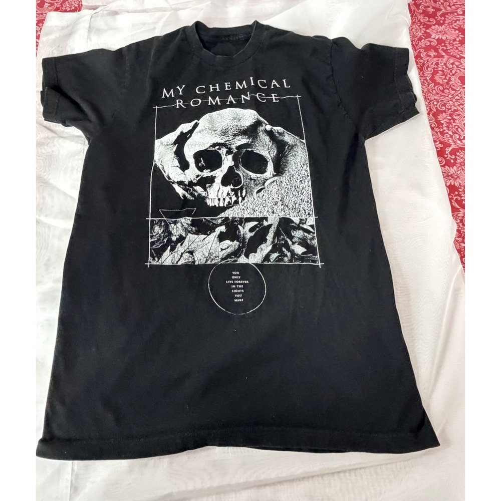 My Chemical Romance Skull Graphic Band Tee Black Short Sleeve T-Shirt Mens Small